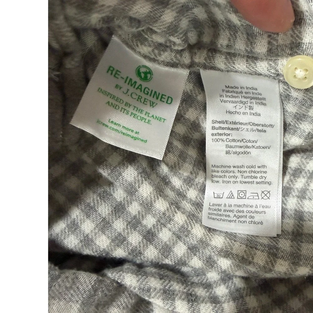 J.Crew Re-Imagined Gray Plaid Button Down Shirt Mens Small Slim Fit Cotton